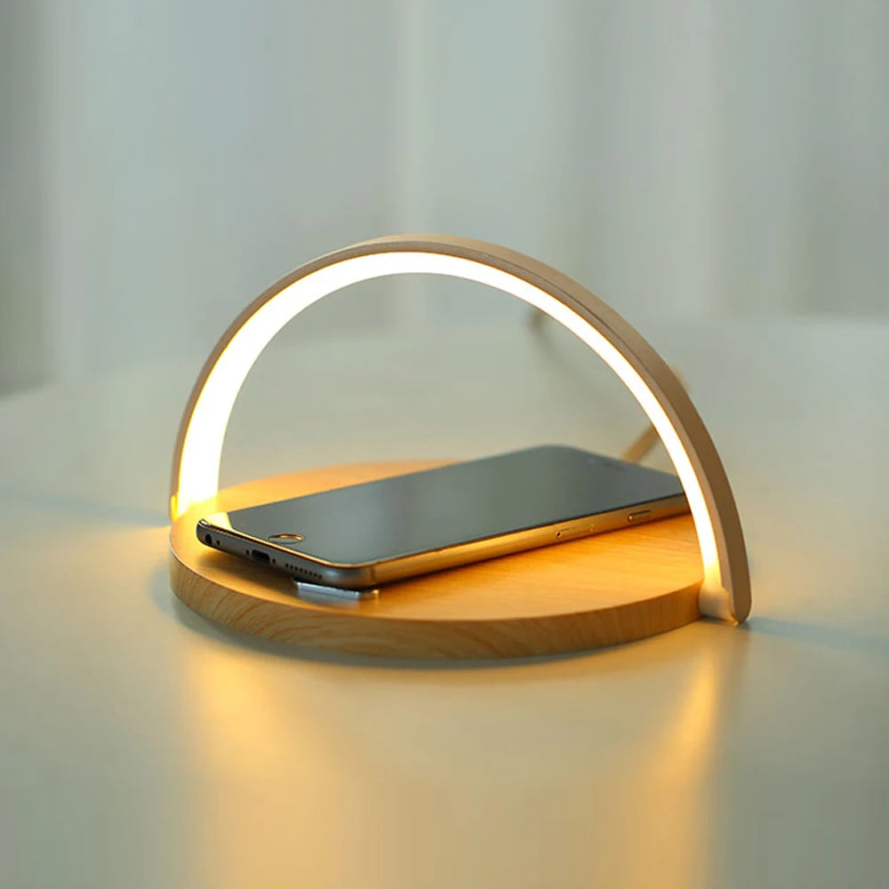 Qi Wireless Charger LED Table Lamp DC5V 10W USB Charging LED Desk Lamp Light Adjustment Table Bedside Lamp with Phone Holder
